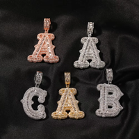 Nuevo Collar con Nombre de Letra Chapado en Oro con Circonita Cúbica 5A, Collar con Inicial de Letra Baguette para Mujer, Colgante Brillante