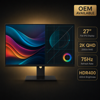 شاشة احترافية 27 بوصة بدقة 2K QHD IPS، 2560×1440، 75 هرتز، HDR400، 95% DCI-P3، عرض ألوان دقيق 10 بت للتصميم والتصوير الفوتوغرافي OEM