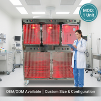 Cage à oxygène transparente en acrylique pour animaux de compagnie avec débitmètre réglable pour chats et chiens, usage en clinique vétérinaire