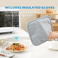 Couvercle anti-éclaboussures en verre pour micro-ondes avec trou d'aération, 10 pouces, avec bouton en silicone, pour assiettes et plats de service