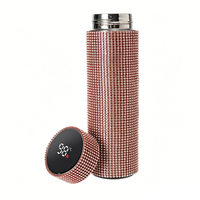 Gobelet isotherme en acier inoxydable entièrement recouvert de strass avec affichage de la température, pour usage personnel, vente directe usine
