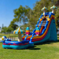 Toboggan aquatique gonflable géant pour enfants et adultes sur le thème de l'Hawaï, pour fêtes sur la plage, avec piscine