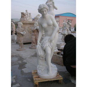 Sculpture d'art en pierre de grande taille personnalisée moderne pour l'extérieur, sculpture de personnage nu en marbre, statues érotiques d'homme embrassant une femme - Product Image 3