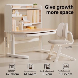 Bureau d'étude pour enfants <span class=keywords><strong>Igrow</strong></span>, bureau réglable en hauteur pour la maison, bureau pour élèves du primaire, ensemble table et chaise en bois massif, bureau pour tout-petits - Product Image 5
