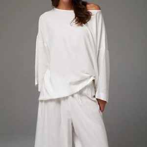 Enyami yeni moda kadın iki parçalı uzun bok geniş bacak Flare pantolon yeni gelenler sonbahar moda katı 2 parça Set - Product Image 4