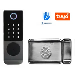 Password digitale impermeabile per impronte digitali TTlock Tuya App sblocco remoto con chiave di carta Smart Gate Rim Lock per la casa