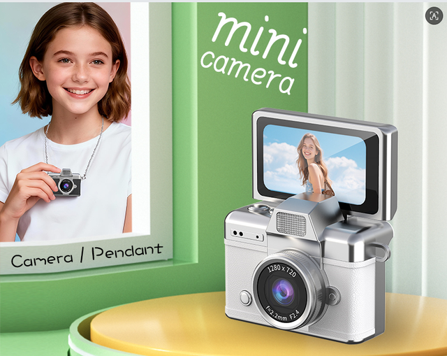 Latest CCD Mini Camera 90 Flip Selfie HD IPS 1080P Night Vision Beauty Filter Portable MicroSD Retro Thumb Camera Kids