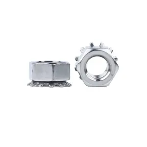 khóa nut 7 16 Suppliers-Stainless steel M10 hex toothed K-lock kep nut