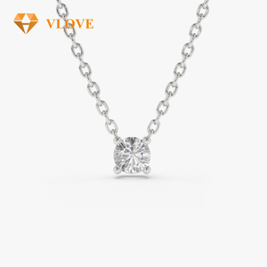 VLOVE Gioielli Artigianali alla Moda, Pendenti con Diamante Rotondo Singolo Incastonato, Collana con Diamante Coltivato in Laboratorio 14K - Product Image 5