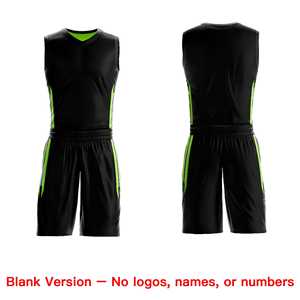 Conjunto Deportivo Personalizado de Doble Cara en Negro y Verde Neón, Diseño de Camiseta de Baloncesto - Product Image 3