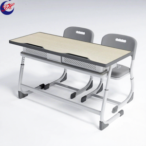 Ensemble de chaise et de bureau d'école en métal réglable avec plateau en bois, design moderne, durable, écologique, mobilier <span class=keywords><strong>scolaire</strong></span> personnalisable - Product Image 2