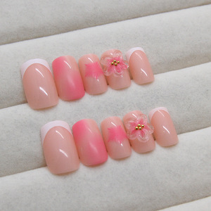 <span class=keywords><strong>Ongles</strong></span> Adhésifs Luxe Fleur Haute Qualité Marque Privée Transparents Extra Courts Coffin French en ABS <span class=keywords><strong>Faux</strong></span> <span class=keywords><strong>Ongles</strong></span> pour Doigt - Product Image 4
