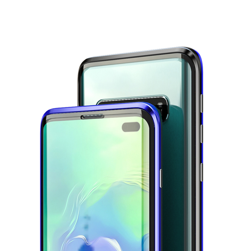 Clear Magnetic Phone Case for Samsung Galaxy S10/S10 Plus - Shockproof  Tempered Glass Back Cover, Wireless Charging Compatible