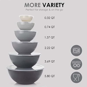 Tùy Chỉnh 12 Cái Đầy Màu Sắc Bộ Bát Trộn Với Nắp Đậy Súp Salad Trái Cây <span class=keywords><strong>Container</strong></span> - Product Image 2