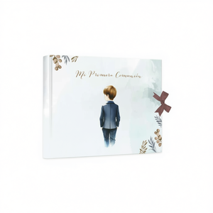 Libro de Comunión Apaisado para Niños 30x23.5cm, Álbum de Fotos con Encuadernación en Espiral de Papel DIY, Suministros Elegantes para Eventos Religiosos, Barnizado Mate - Product Image 2