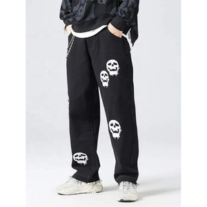 Pantaloni da uomo larghi <span class=keywords><strong>Jeans</strong></span> <span class=keywords><strong>Jeans</strong></span> in Denim <span class=keywords><strong>Jeans</strong></span> larghi taglie taglie larghe con stampa teschio <span class=keywords><strong>senza</strong></span> catena - Product Image 1