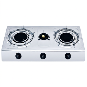 Estufa de gas de acero inoxidable de 3 quemadores con quemador infrarrojo, control por perilla, encendido piezoeléctrico, de sobremesa, para el hogar. - Product Image 1