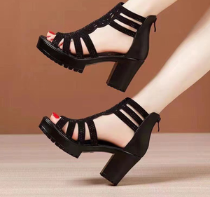 <span class=keywords><strong>Sandali</strong></span> con Tacco Alto in Tessuto Morbido da Donna, Stivali Estivi con Suola Spessa Antiscivolo, Eleganti Stile Club con Chiusura <span class=keywords><strong>a</strong></span> Fibbia per Esterni - Product Image 1