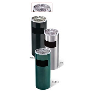 GNF ถังขยะกลมสเตนเลสสตีลพร้อมที่เขี่ยบุหรี่สำหรับล็อบบี้ในร่ม - Product Image 4
