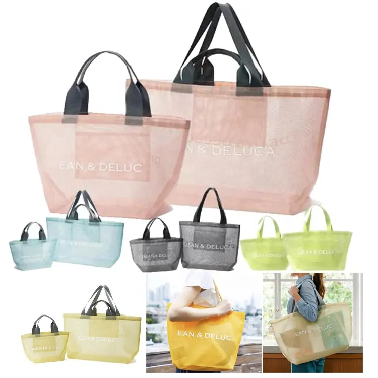 Sommer Mesh Strand tasche Meer Urlaub Strand Handtasche große Kapazität Einkaufstasche Mesh Strand tasche benutzer definierte Logo