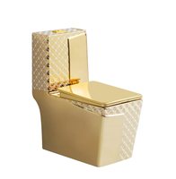 WC monobloc à poser au sol, cuvette dorée, sanitaires, économie d'eau, WC plaqué or