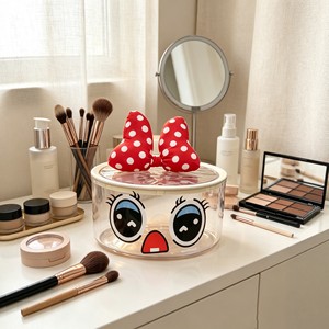 Cute Cartoon Transparent Cosmetic Storage Box With Lid 5L Makeup Organizer Pen Holder Gift - Product Image 2