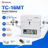 Four tubulaire de laboratoire TENCAN TC-16MT 1600°C, tube électrique 300mm/450mm, zone de chauffage simple en quartz, 4-7KW, précision 1°C