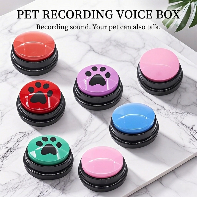 Customizable Plastic Voice Box Squeeze Training Recording Interactive Cute Puzzle Educational Wholesale Dog Communication Button