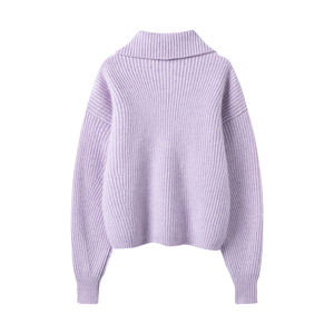 Femmes belle Pola fermeture éclair col lourd 100% pur <span class=keywords><strong>cachemire</strong></span> <span class=keywords><strong>pull</strong></span> tricoté pour automne hiver Style décontracté - Product Image 4