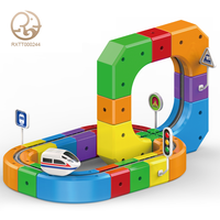 51 pièces de jouets en plastique pour enfants, blocs de construction de voitures sur rail, formes multiples, éducatifs, électroniques, trains sur rail, cubes
