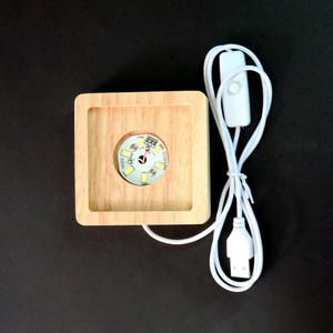 나무 LED 테이블 라이트 베이스 브래킷 야간 조명 3D 크리스탈 테이블 LED 램프 색상 변경 사각형 나무베이스 조명 홀더 장식 - Product Image 6