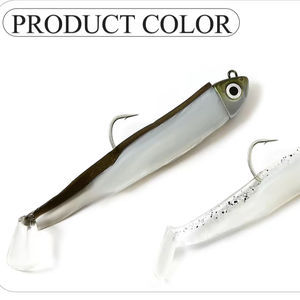 12g 10.5cm Black <strong>Mino</strong> Lead Head Soft Bait with <strong>T</strong>-Tail PVC Double Tailed Bass Perch for Bottom Fishing - Product Image 2