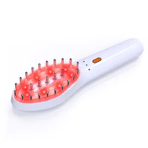 Private Label EMS Red Light Hair Growth Oil Scalp Massager Metal Hair Liquid Oil Comb Pressing Applicator With Vibrating
