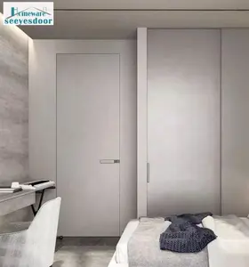 Seeyesdoor Foshan minimalist katı ahşap MDF görünmez kapı gizli kapılar çerçeve ile