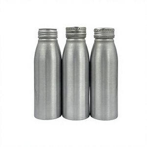 GREEN PACKAGING Brushed 99.7% Pure Aluminum Beverage Bottles with Standard ROPP <b>Screw</b> Cap Silver Empty Metal Water Bottles - Product Image 1