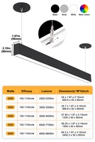 Luminaires linéaires suspendus LED rectangulaires en aluminium Brandon Commercial 20W 40W 3CCT pour table de billard, vente en gros pour bureau, hôtel, magasin