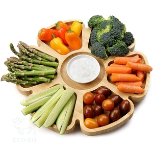 Plato de servicio de madera de bambú natural, bandeja de comida personalizable, bandeja de servicio giratoria para comedor - Product Image 4