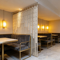 Rideau en macramé géométrique beige tissé à la main, directement de l'usine, pour les chambres bohèmes
