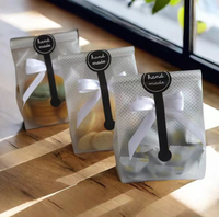 Sac en plastique avec fermeture autocollante pour l'emballage de biscuits et de pain, avec décoration en ruban et nœud, pour les boulangeries, sac de rangement auto-adhésif en PE