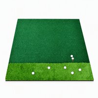 Tapis d'entraînement de golf professionnel 1,5 x 1,5 m, herbe longue et courte, double couche, design antidérapant en caoutchouc