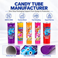 Tube d'emballage pour bonbons en aluminium et plastique imprimé sur mesure, qualité alimentaire, finition UV, bouchon à vis 12,7-35 mm