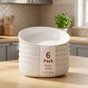 Ensemble de bols à pâtes et salades en plastique incassable, écologiques et personnalisables, vaisselle résistante au lave-vaisselle, soupières et récipients pour assaisonnements et soupes - Product Image 3