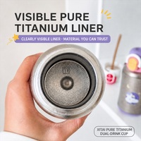 Gourde isotherme en titane pur pour enfants, motif dessin animé, avec sangle réglable pour l'extérieur
