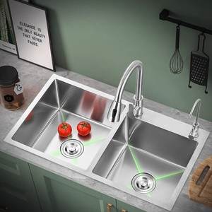 Évier de cuisine double à encastrer en acier inoxydable 304 épaissi pour usage domestique - Product Image 5