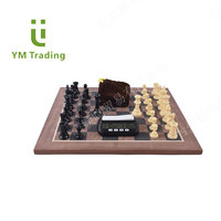 Tournoi d'échecs professionnel grand jeu d'échecs en bois incrusté à vendre avec minuterie d'échecs numérique et pièces