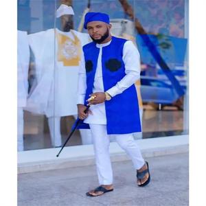 Ensemble de manteaux africains pour hommes Nouvelle mode <span class=keywords><strong>Agbada</strong></span> Jacquard Weave Floral Fabric High Quality Three Pieces Suit for Men R009 - Product Image 2