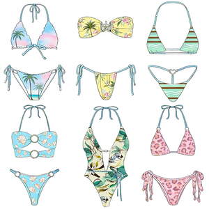 ชุดบิกินี่แบบ Bandeau ของ Nayvo สำหรับผู้หญิง สายคล้องไหล่บาง ชุดว่ายน้ำแบบผูกเชือก ชุดชายหาดพิมพ์ลาย - Product Image 1