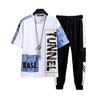 Ensemble d'été pour hommes : T-shirt et pantalon de jogging décontracté, idéal pour le fitness et la gym, style hip-hop, survêtement tendance pour hommes - Nouvelle collection à succès