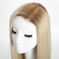 Peluca Estilo Mono Cap Transpirable, Cabello Humano Virgen de Primera Calidad, Suave y Sedoso, Sin Caída, Sin Enredos, Logotipo Personalizado para Mujeres Blancas