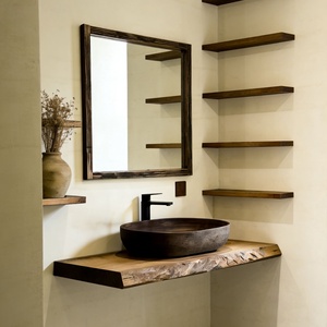 Modern Luxury Solid Wood & MDF <b>Wall</b>-Mounted Bathroom Vanity Cabinet with Ceramic Basin Smart <b>Mirror</b> Lacquer Finish Hospital Use - Product Image 1